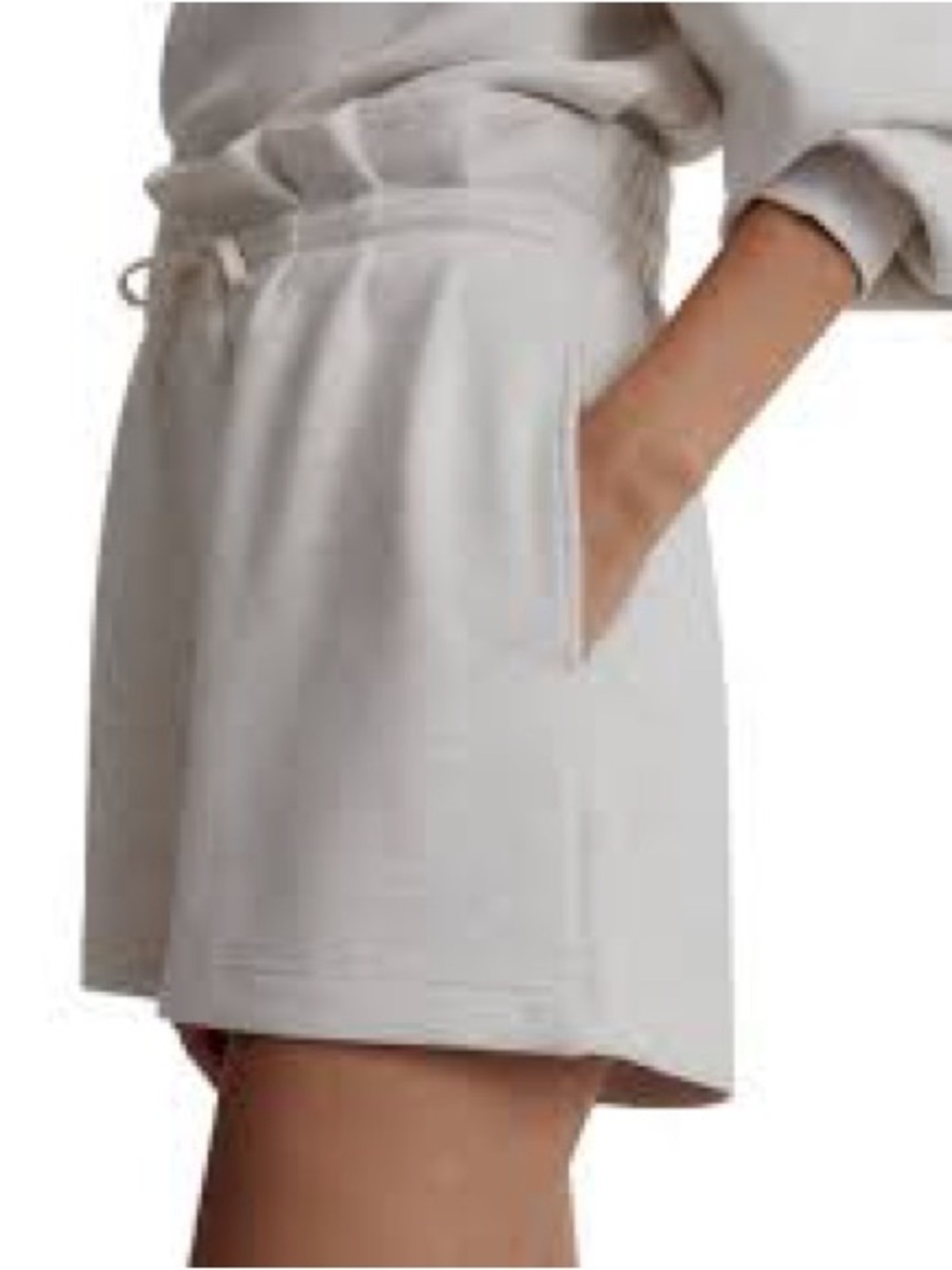 Varley Cream High-Rise Paperbag Drawstring Shorts - Picture 2 of 5